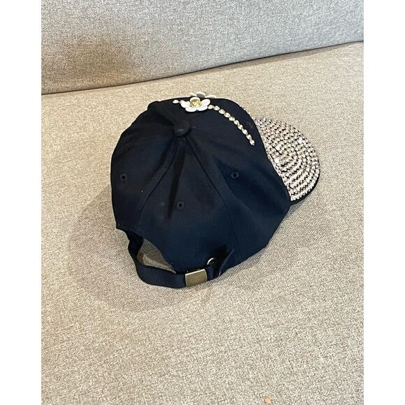 Womens Rhinestone Flower Pattern Baseball Cap Adjustable - Picture 4 of 8